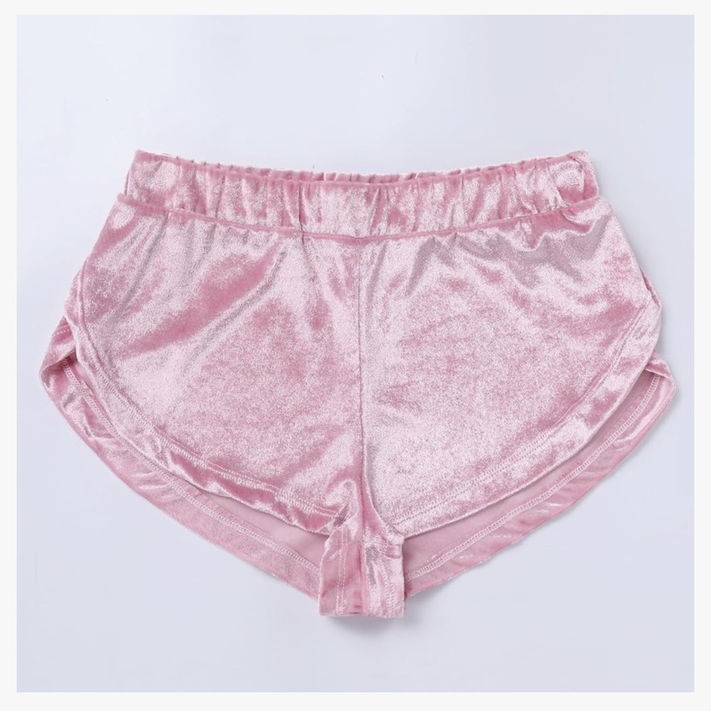 Barbie pink velvet velour shorts booty party sport gym workout yoga rave bottoms